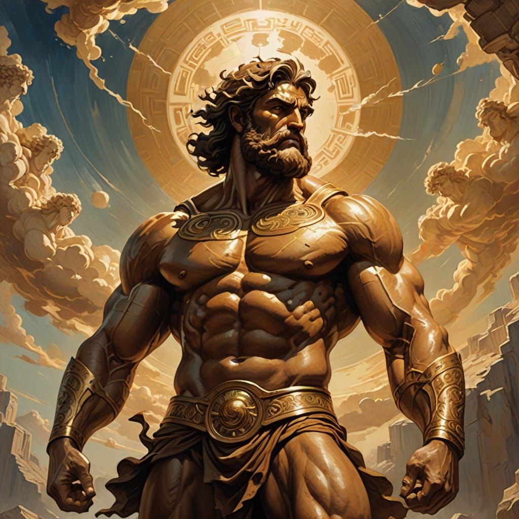 Atlas Holding the Sky: Oil Painting Style