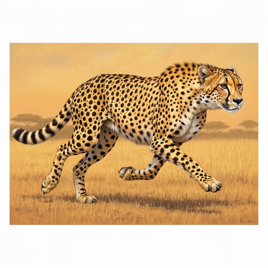 Cheetah Running Swiftly on African Savannah
