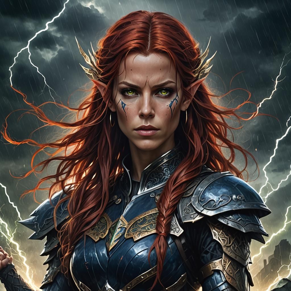 Elf Warrior Portrait in Dark Fantasy Style