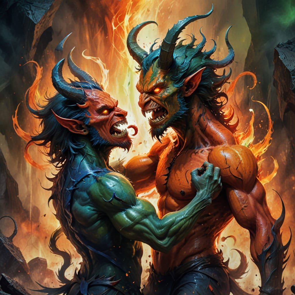 Demonic Chaos: A Dark Fantasy Illustration