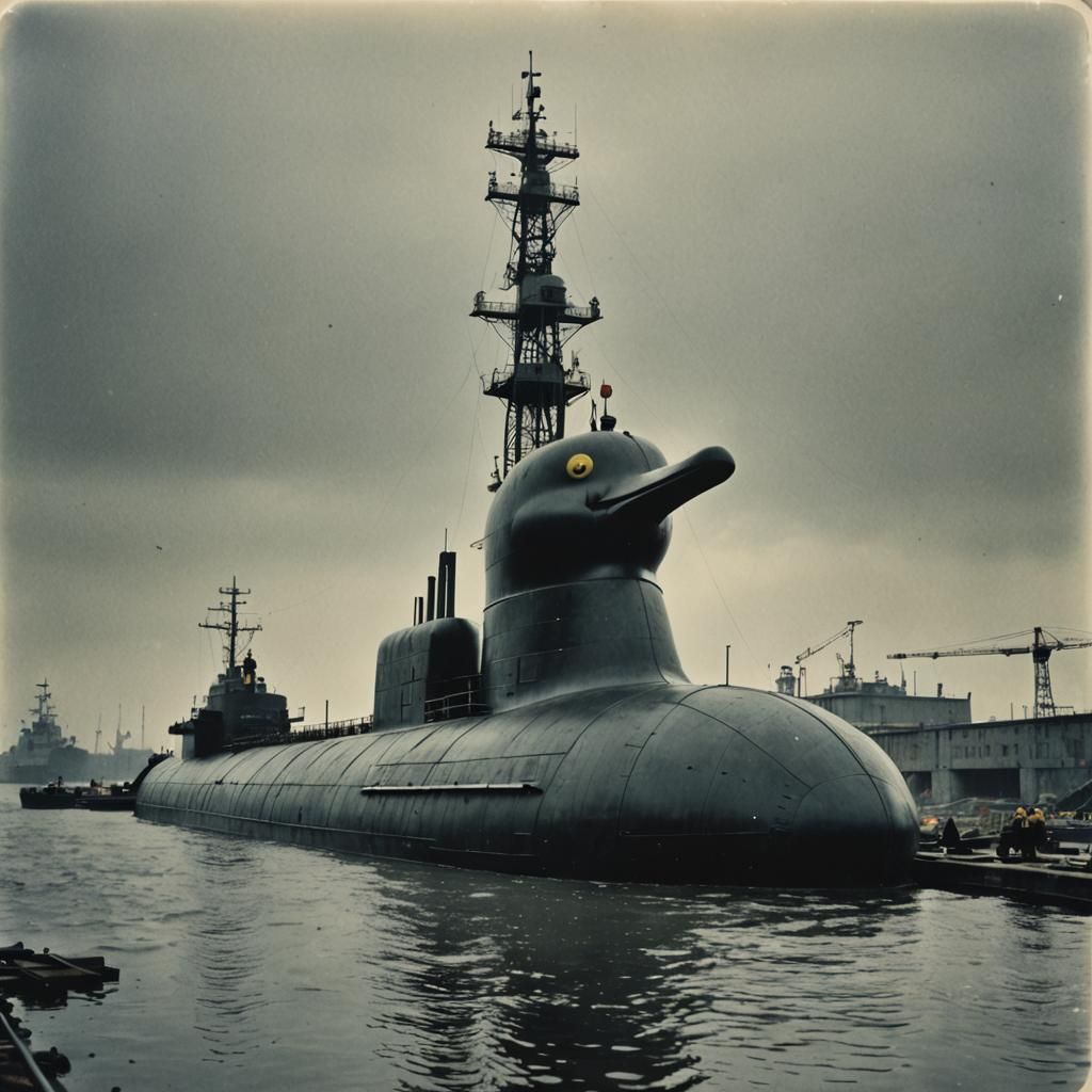 Giant Duck Submarine Construction in Soviet Naval Base