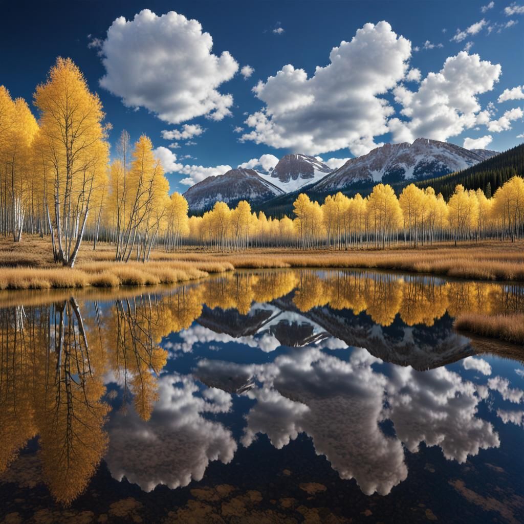 Autumn Meadow Reflection in High-Resolution Photography