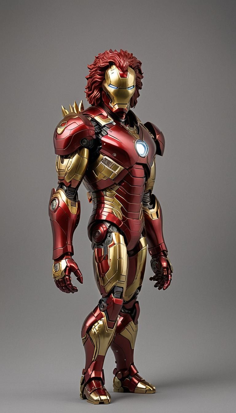 Iron Lion: Metallic Marvel Fusion in Cyberpunk City