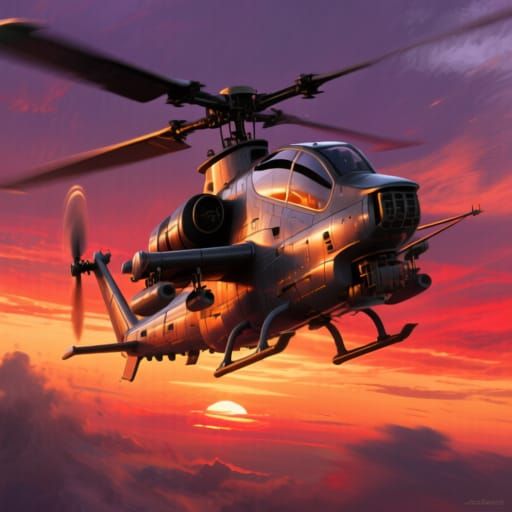 AH-1 Cobra Helicopter at Sunset