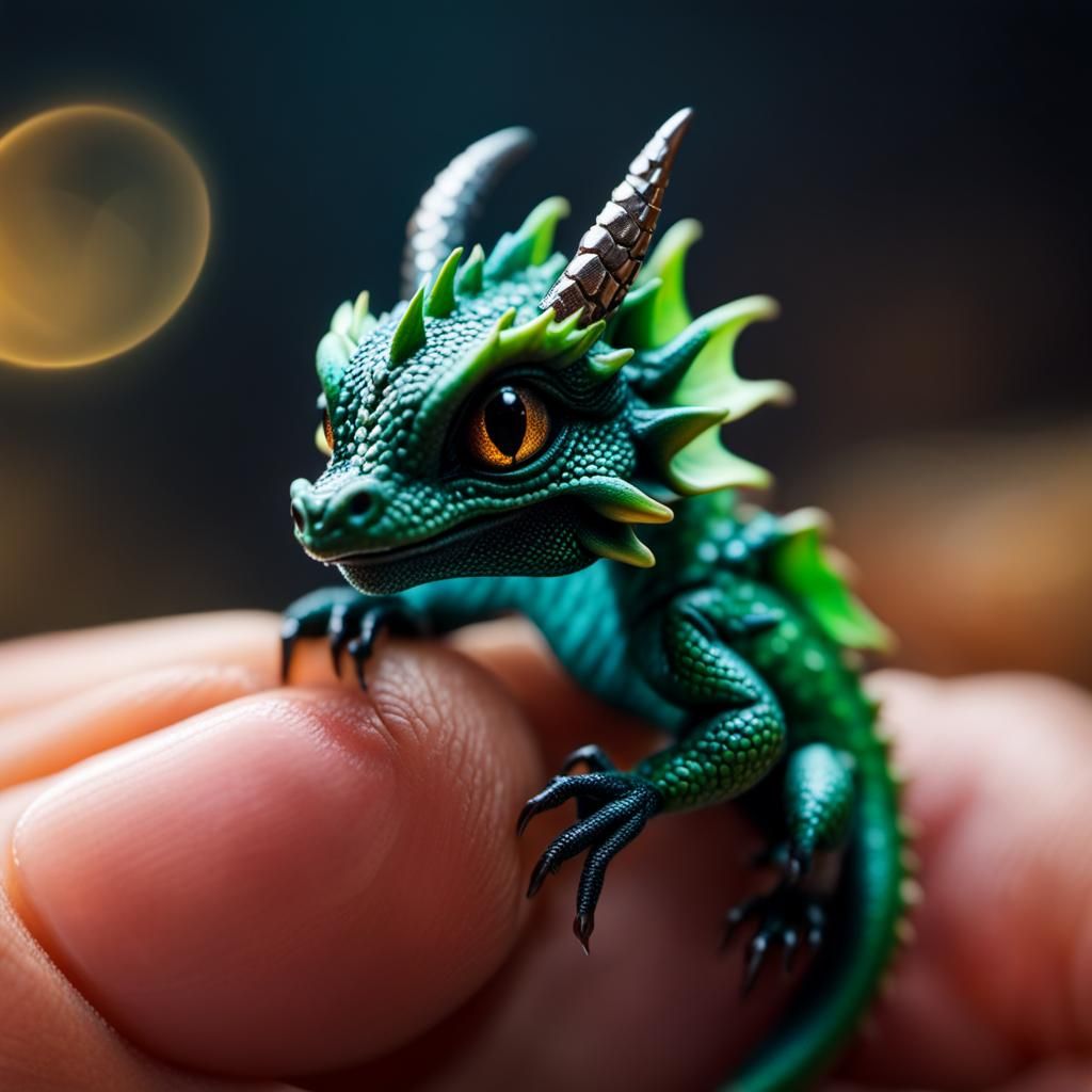 Baby Dragon Macro Shot with Fairy Dust Glow
