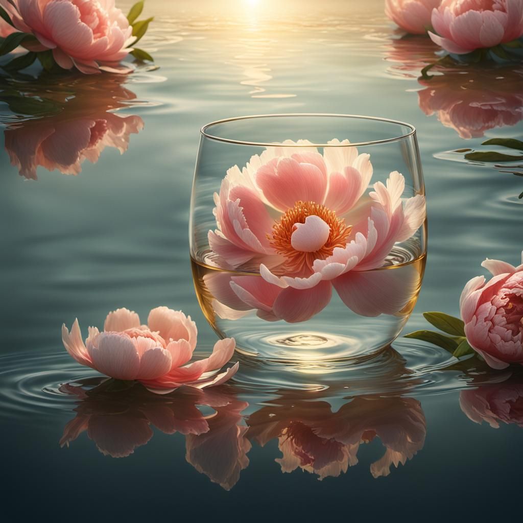 Peony in Glass: Chiaroscuro Inspired Still Life