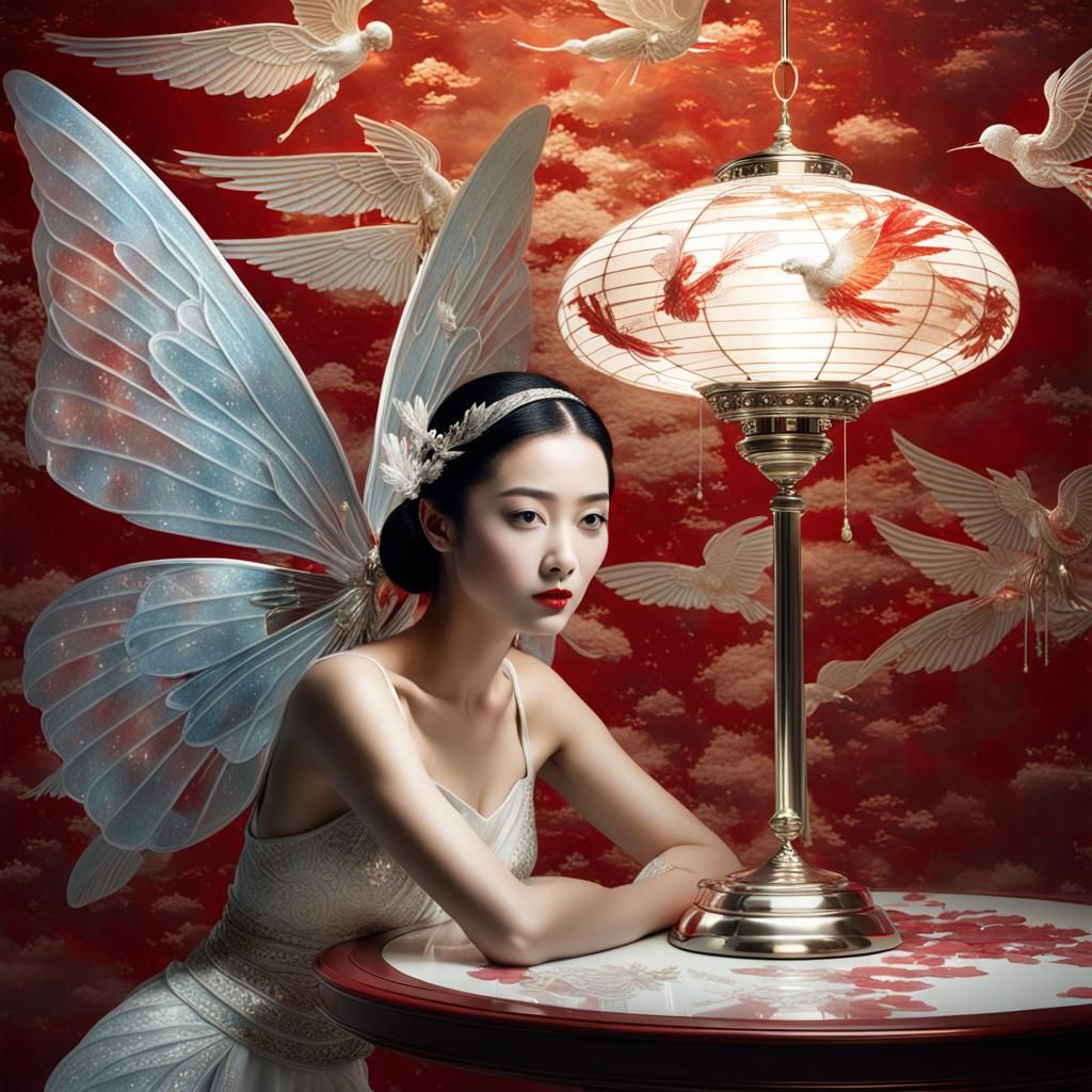 Celestial Fairy in Underwater Oriental Setting, Hyperrealist...