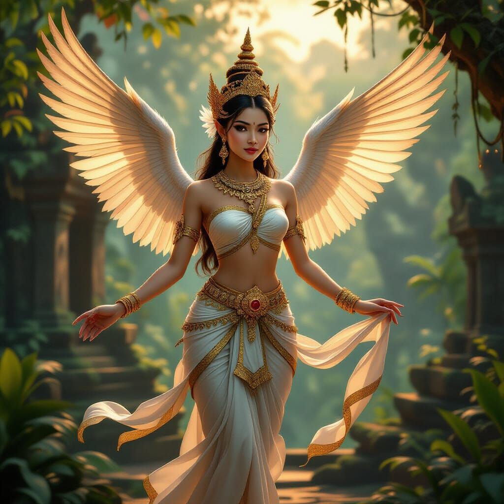 Serene Kinnaree in Tropical Jungle