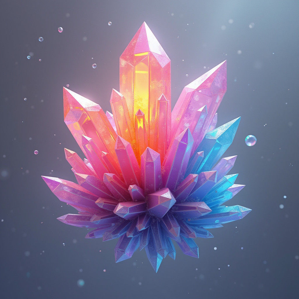 Rainbow Crystal Clusters in Digital Matte Painting