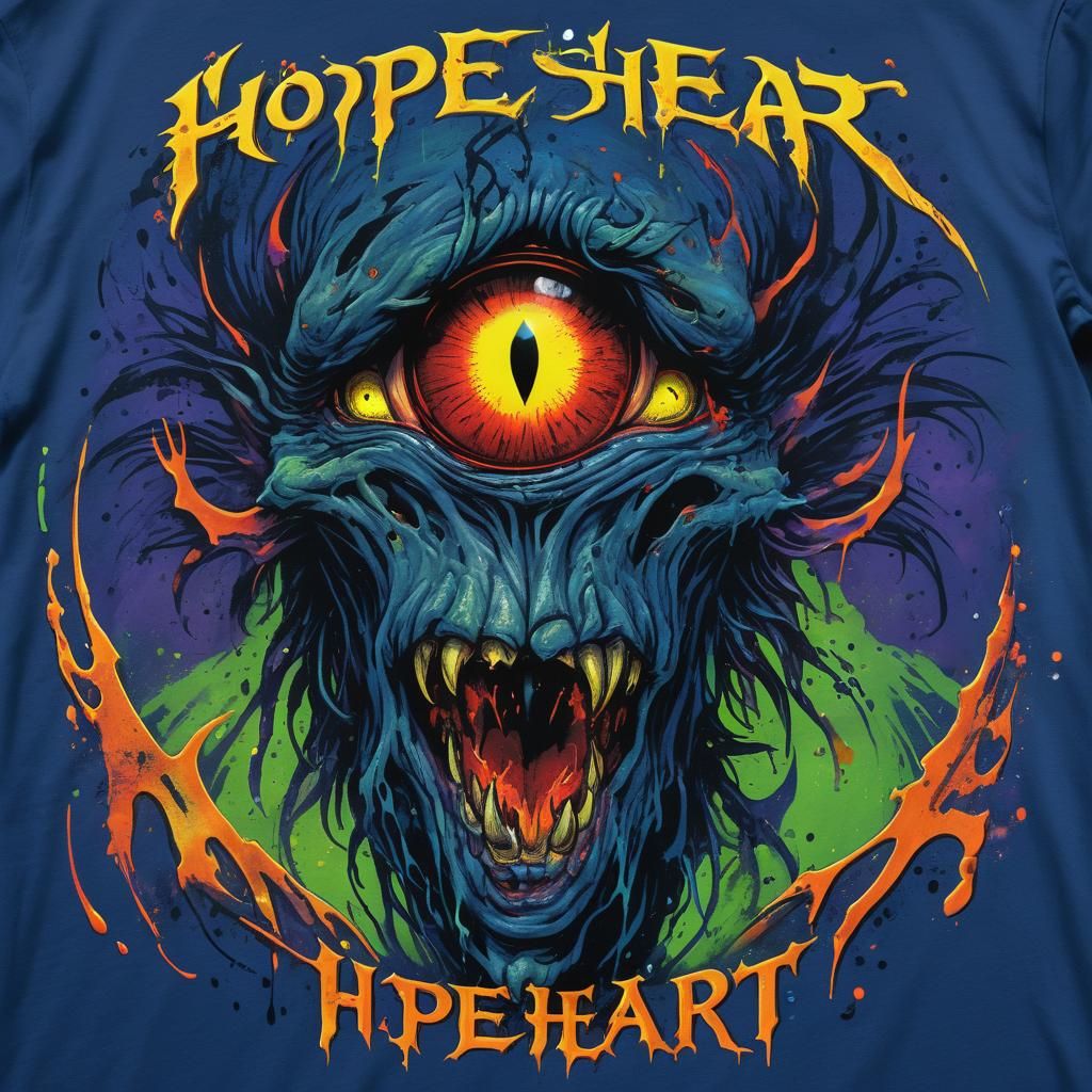 Ominous Metalcore Band T-Shirt with Fiery Gothic Text