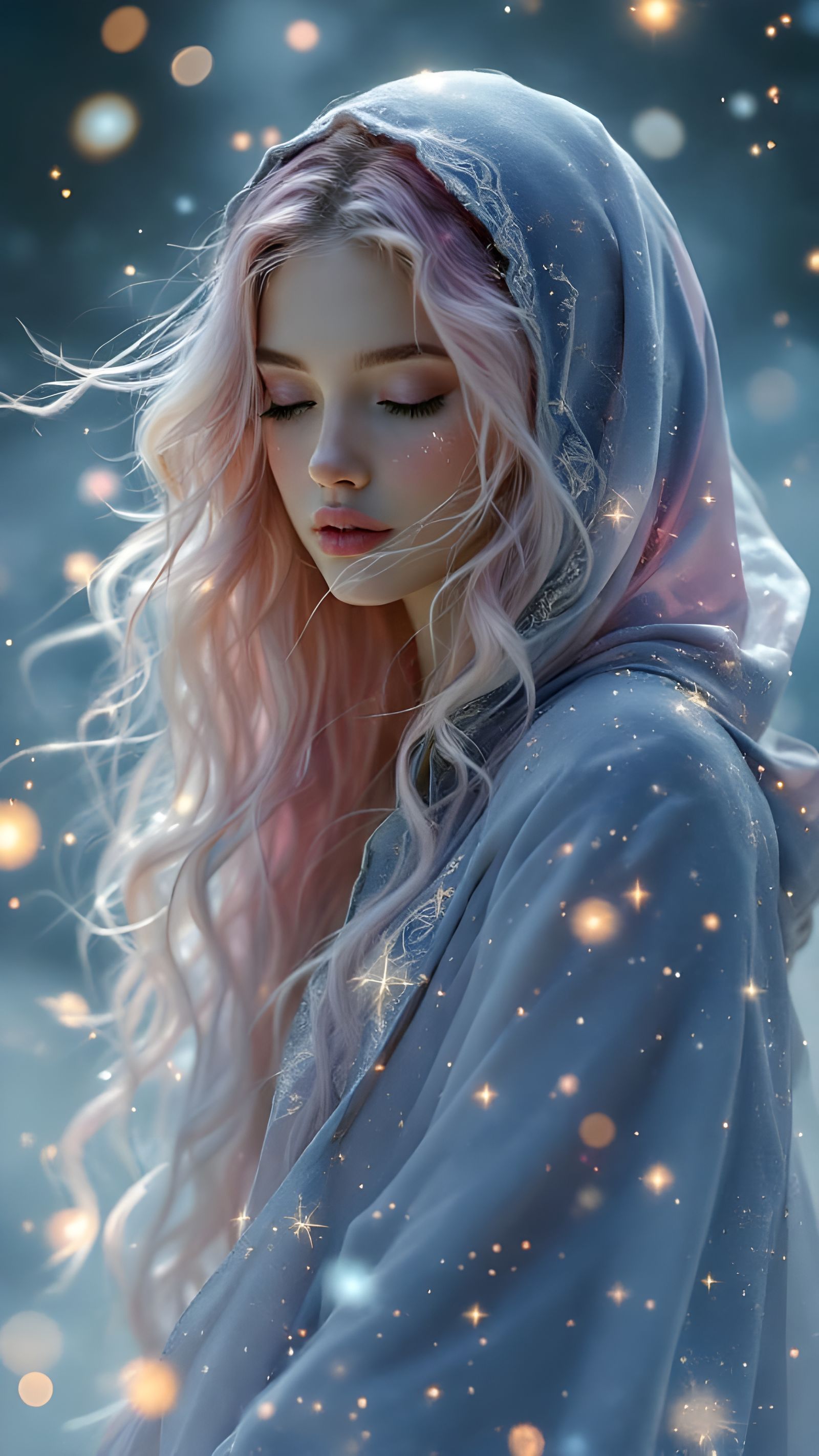 Ethereal Cosmic Beauty with Celestial Romanticism