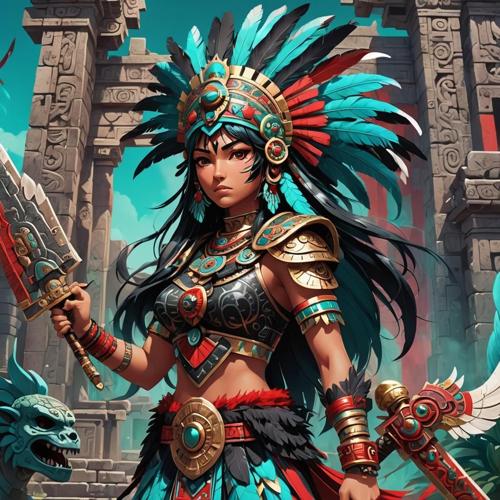 Aztec Warrior Princess in Anime Style