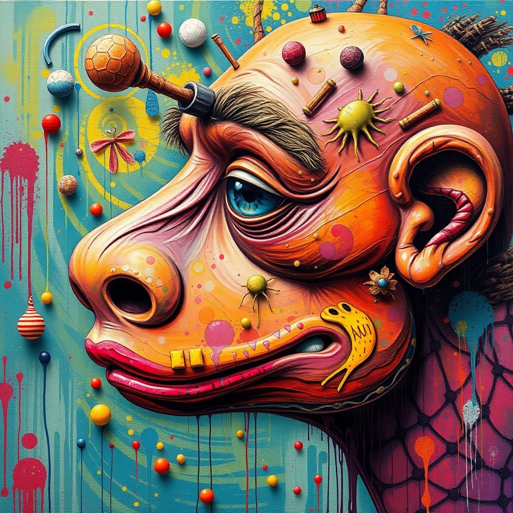 Surreal Annual March of Allergens in Psychedelic Naive Style