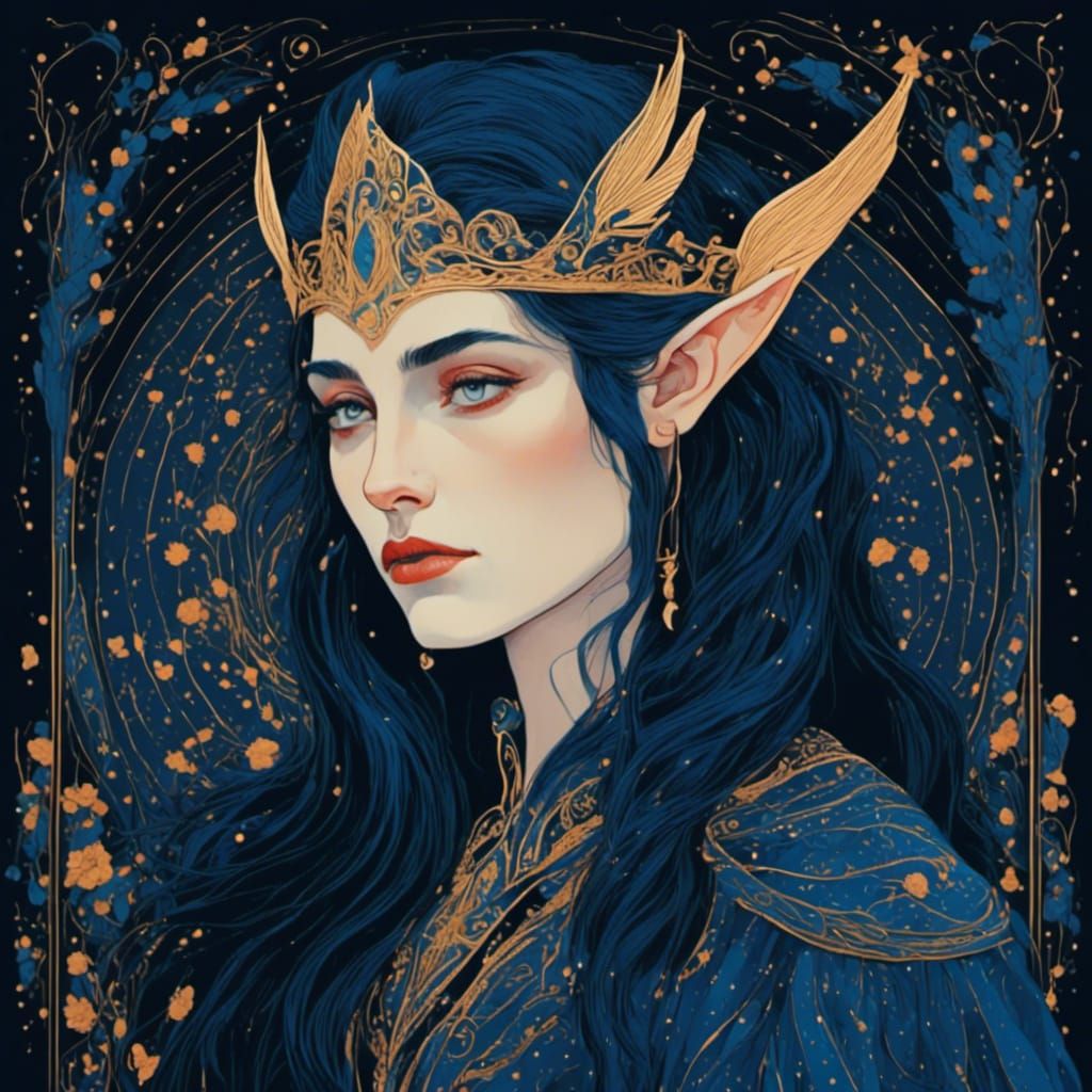 Elf Queen Portrait in Palekh Style