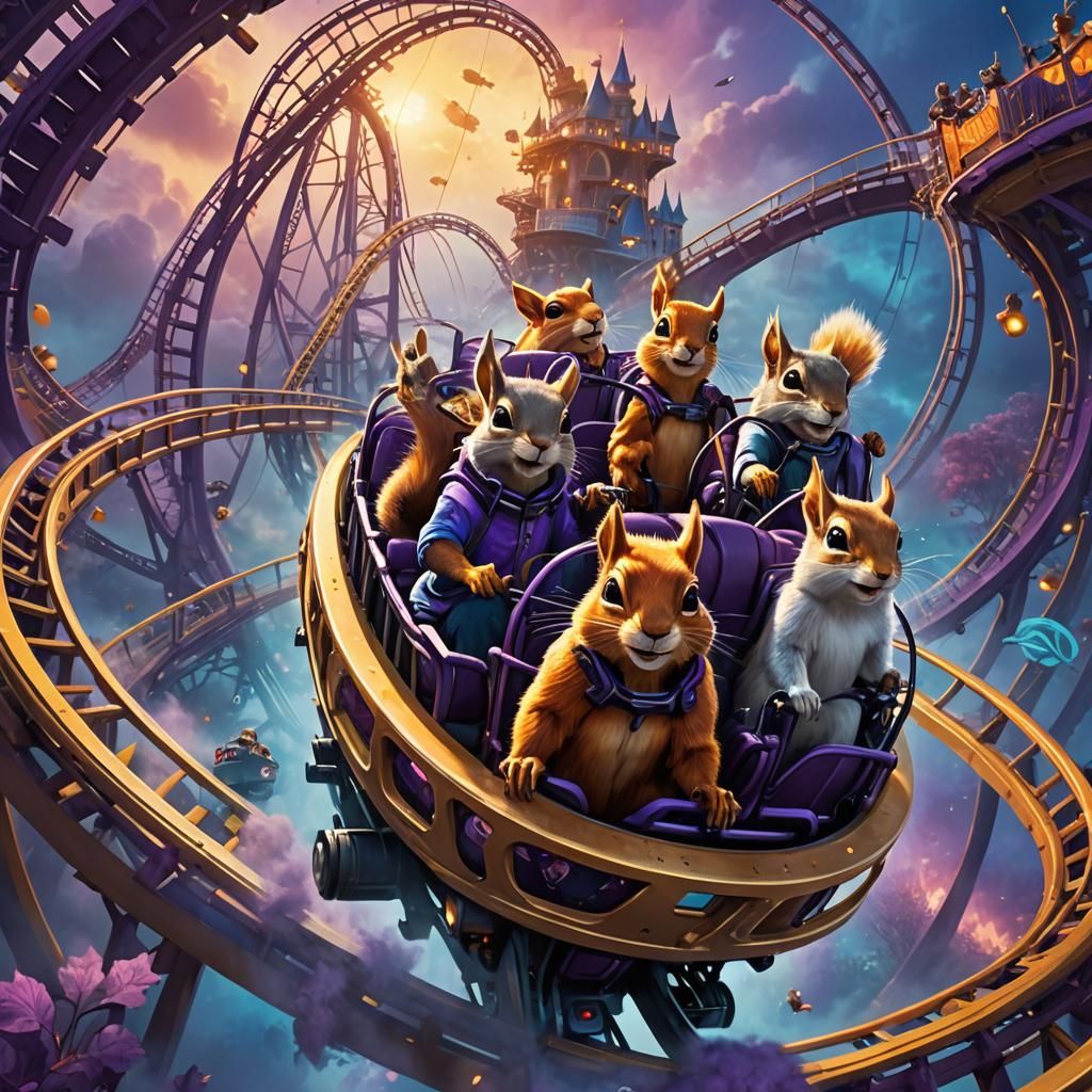 Squirrels on a Rollercoaster: Whimsical Concept Art