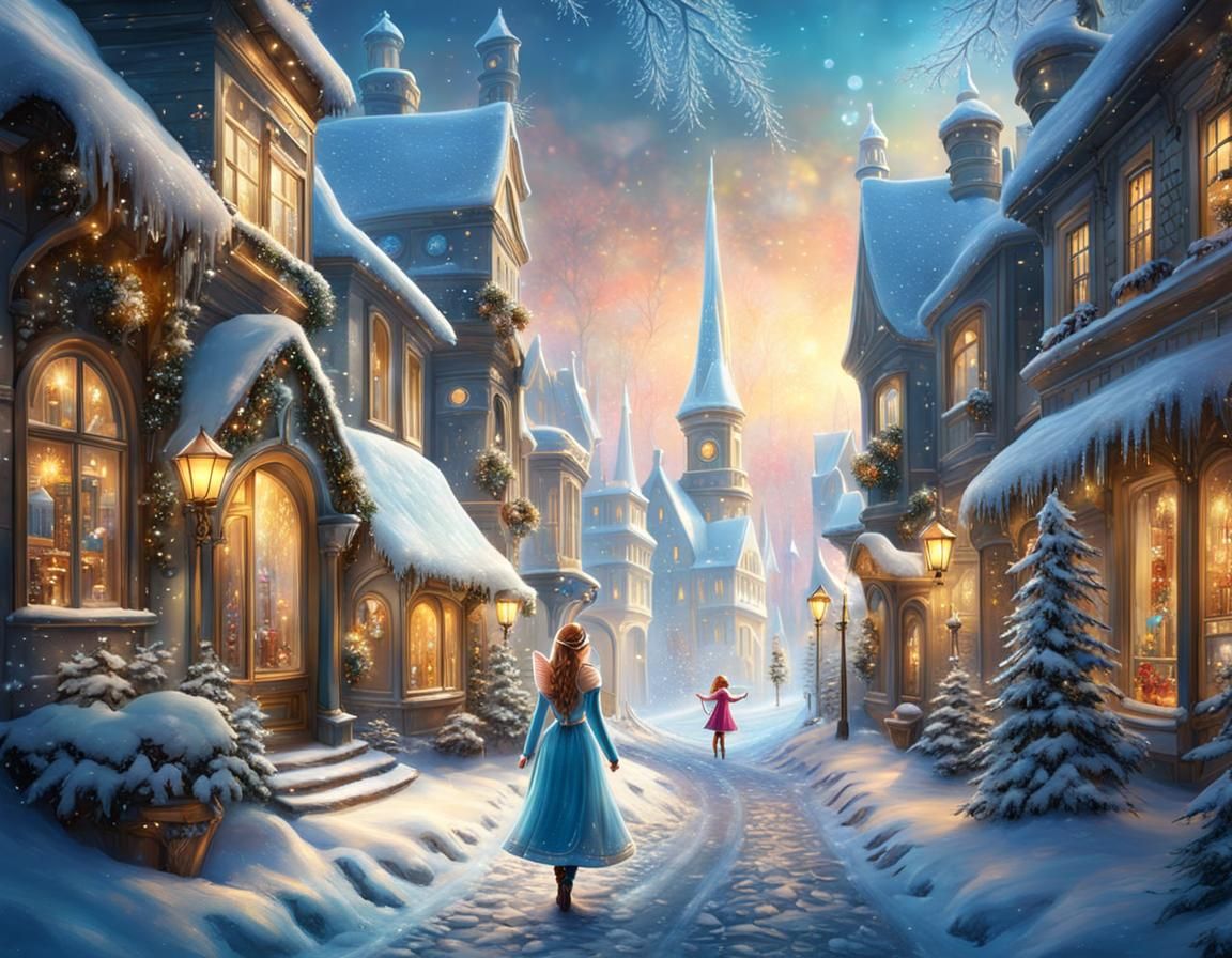 Fairy in Winter Wonderland City Street