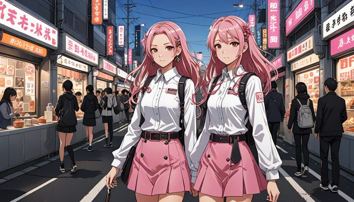 Anime Style Super Girl on Fashion Road