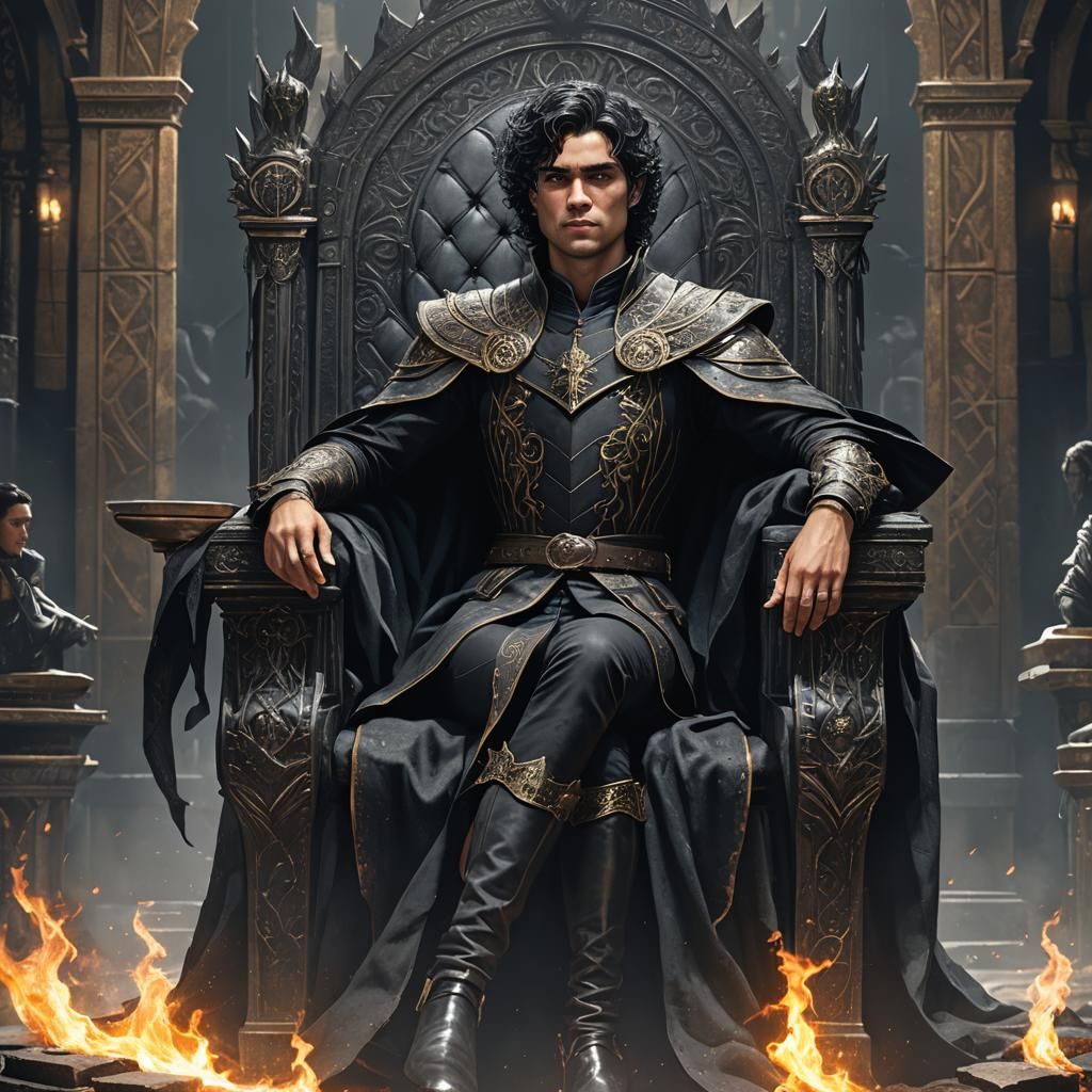 Nonbinary Monarch on Throne in Dark Fantasy Style