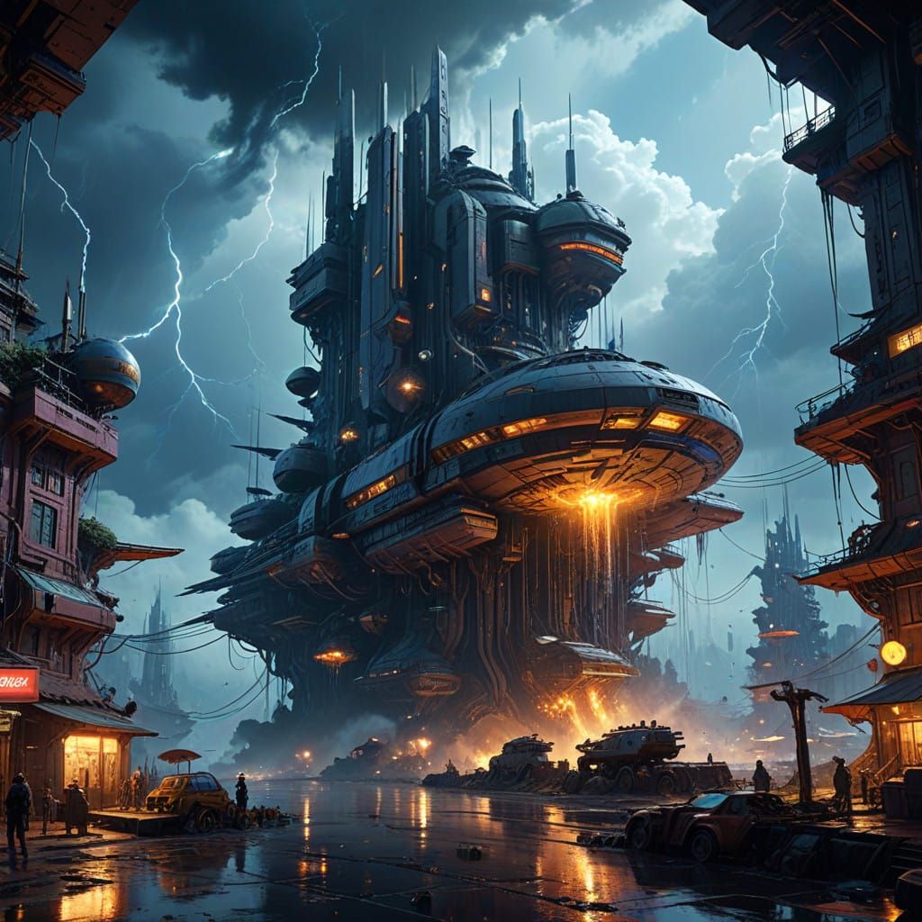 Hyper Space Port in a Swirling Storm