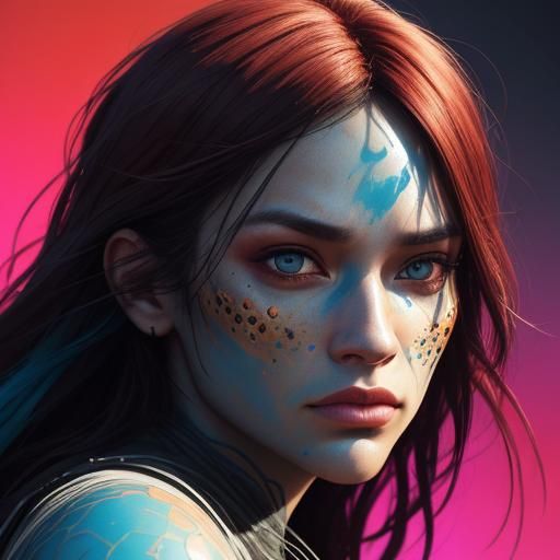 Hyperrealistic Portrait with Dramatic Lighting and Vibrant C...