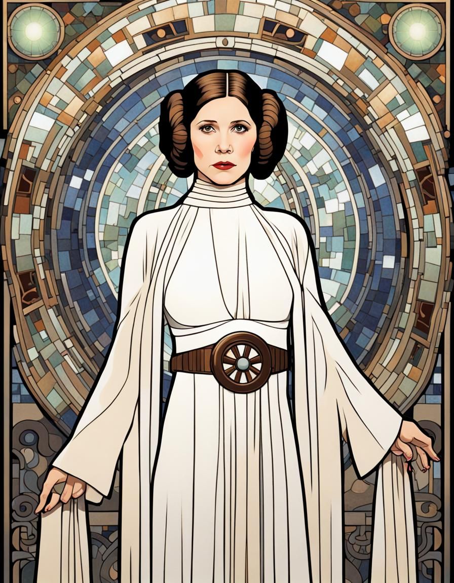 Princess Leia Art Nouveau Mosaic Portrait