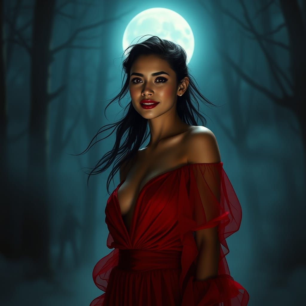 Seductive Dark Fantasy Portrait in Hyperrealistic Style