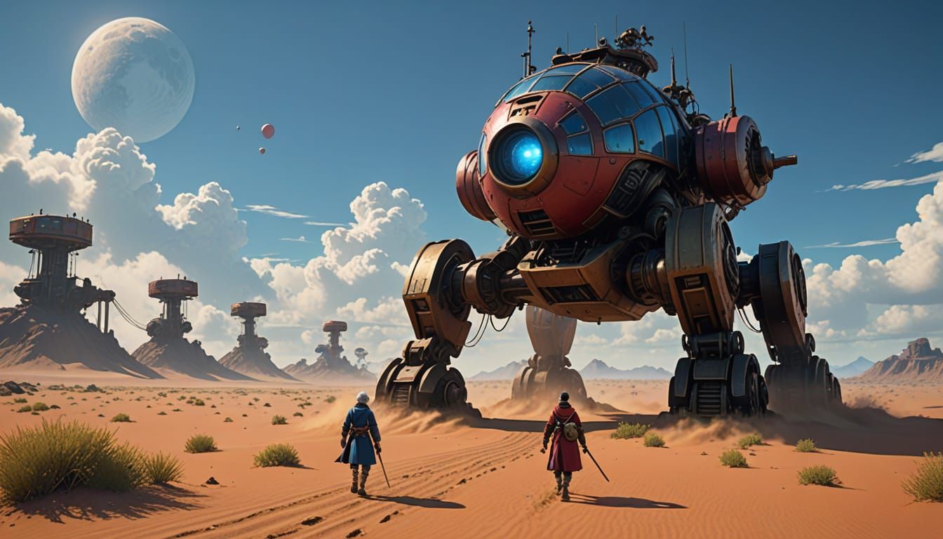 Desert Sand-Walkers with Turbine Hearts: Digital Painting