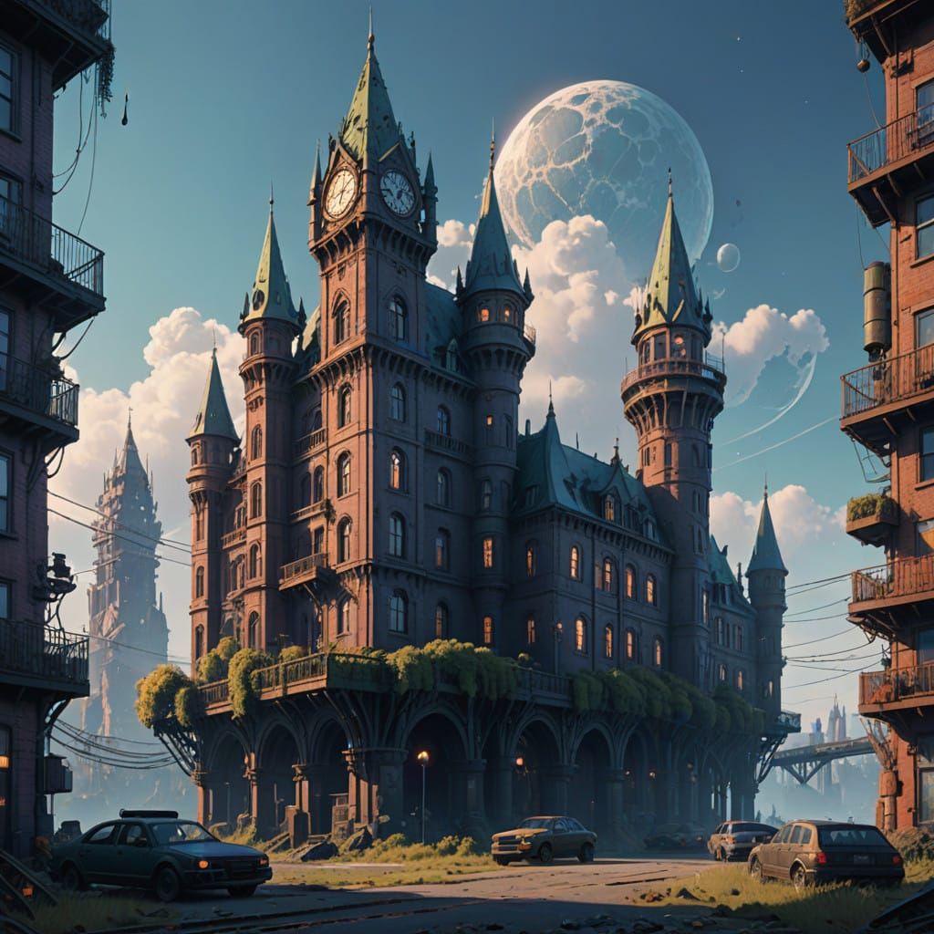 Gothic Skyscraper Pierces the Clouds in Fantasy Realm