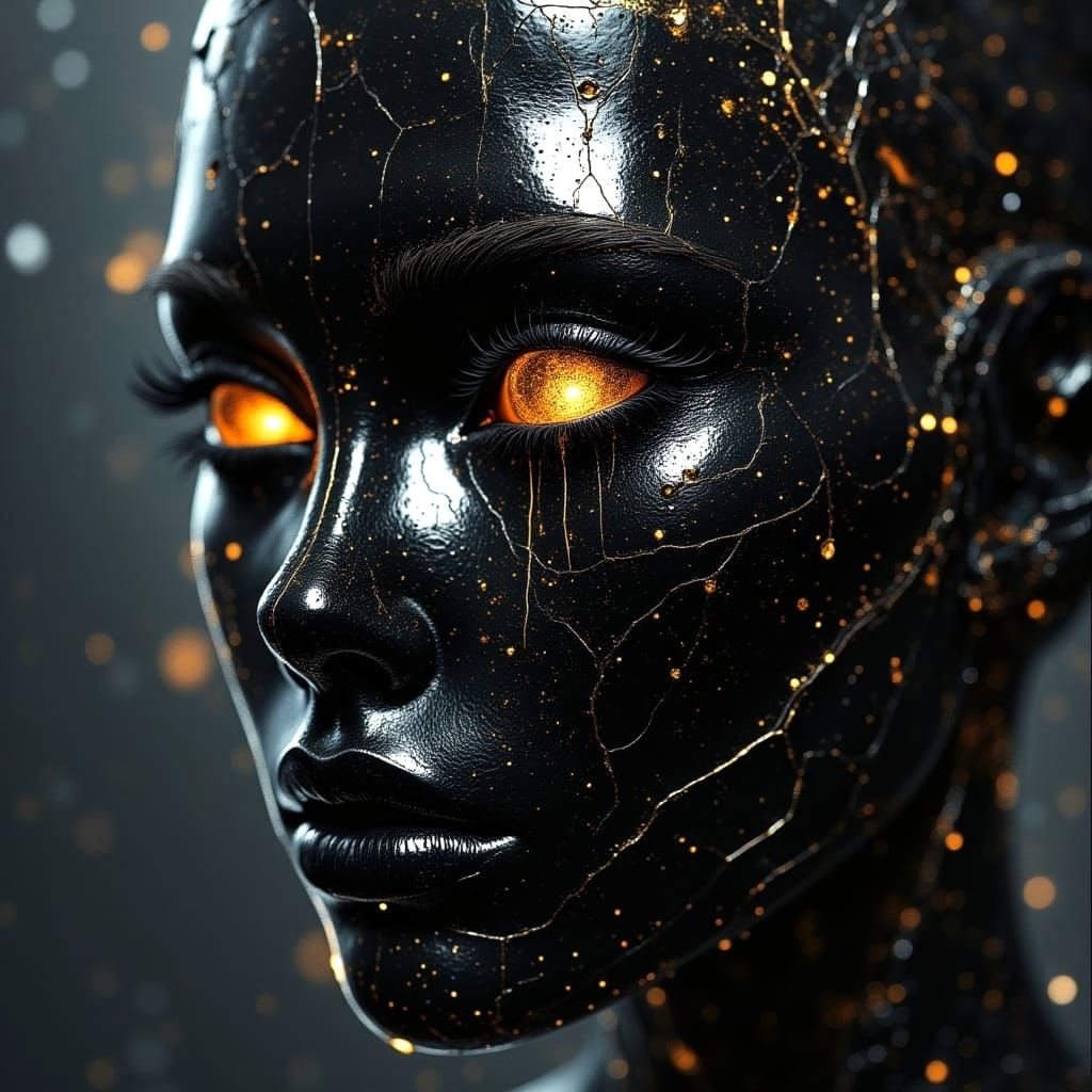 Crying Android in Ultra-Photorealistic Style