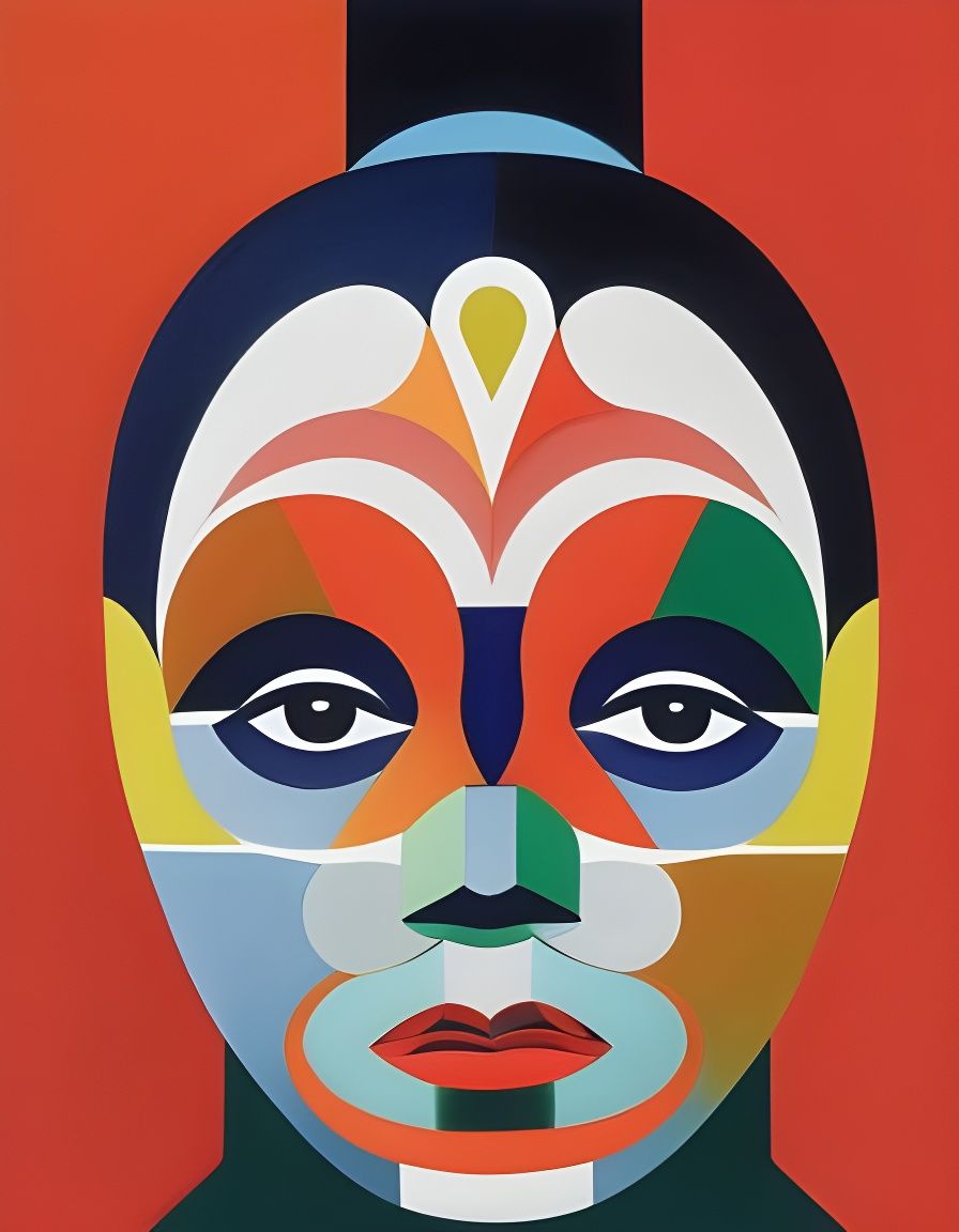 Colorful Abstract Face Portrait in Delaunay Style