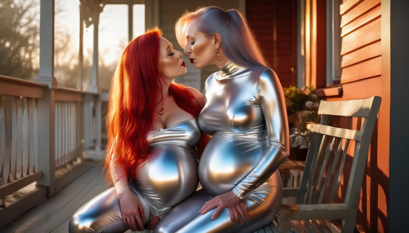 Pregnant Woman in Latex: Vibrant Oil Painting