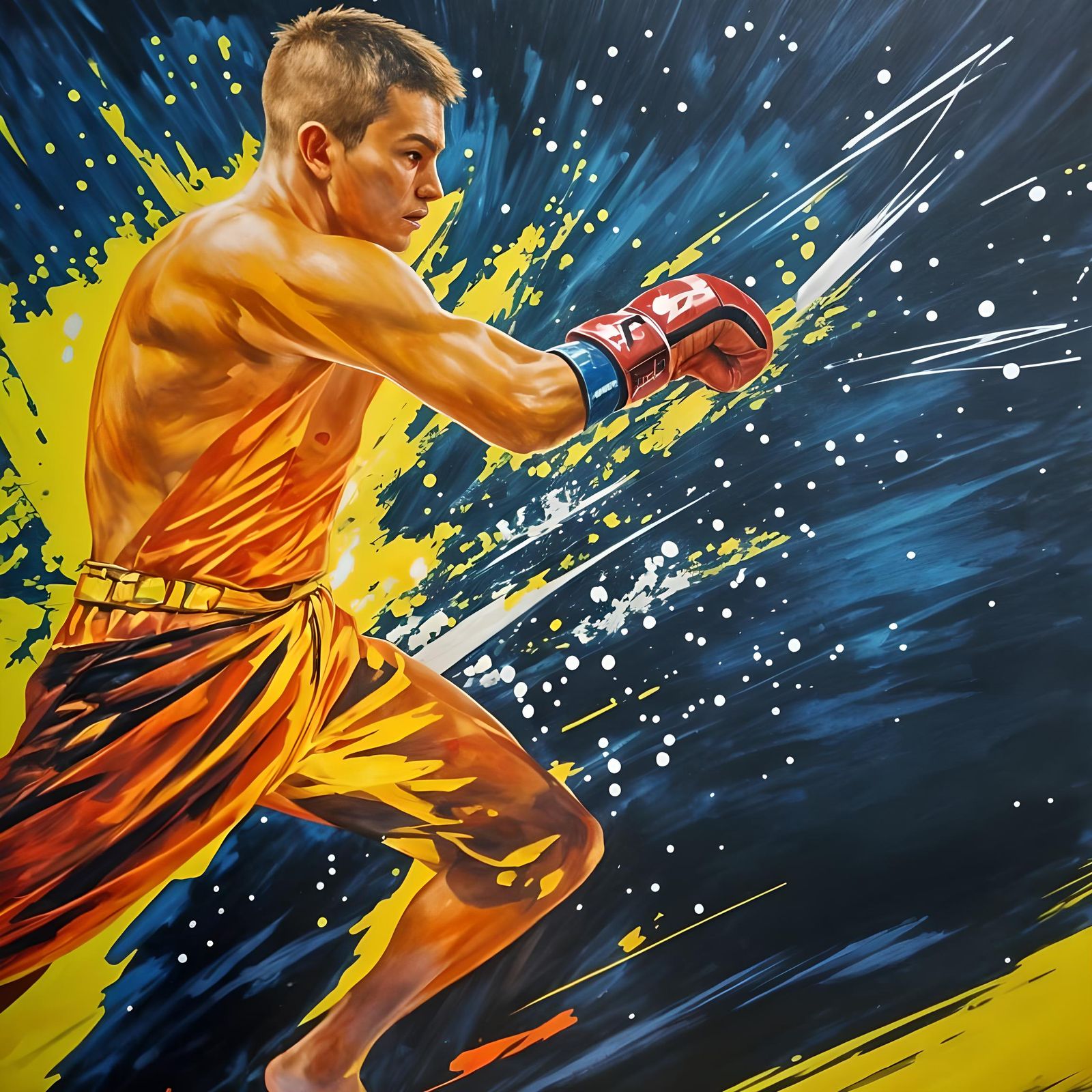 Muay Thai Ring at Dusk: Hyperrealistic Concept Art