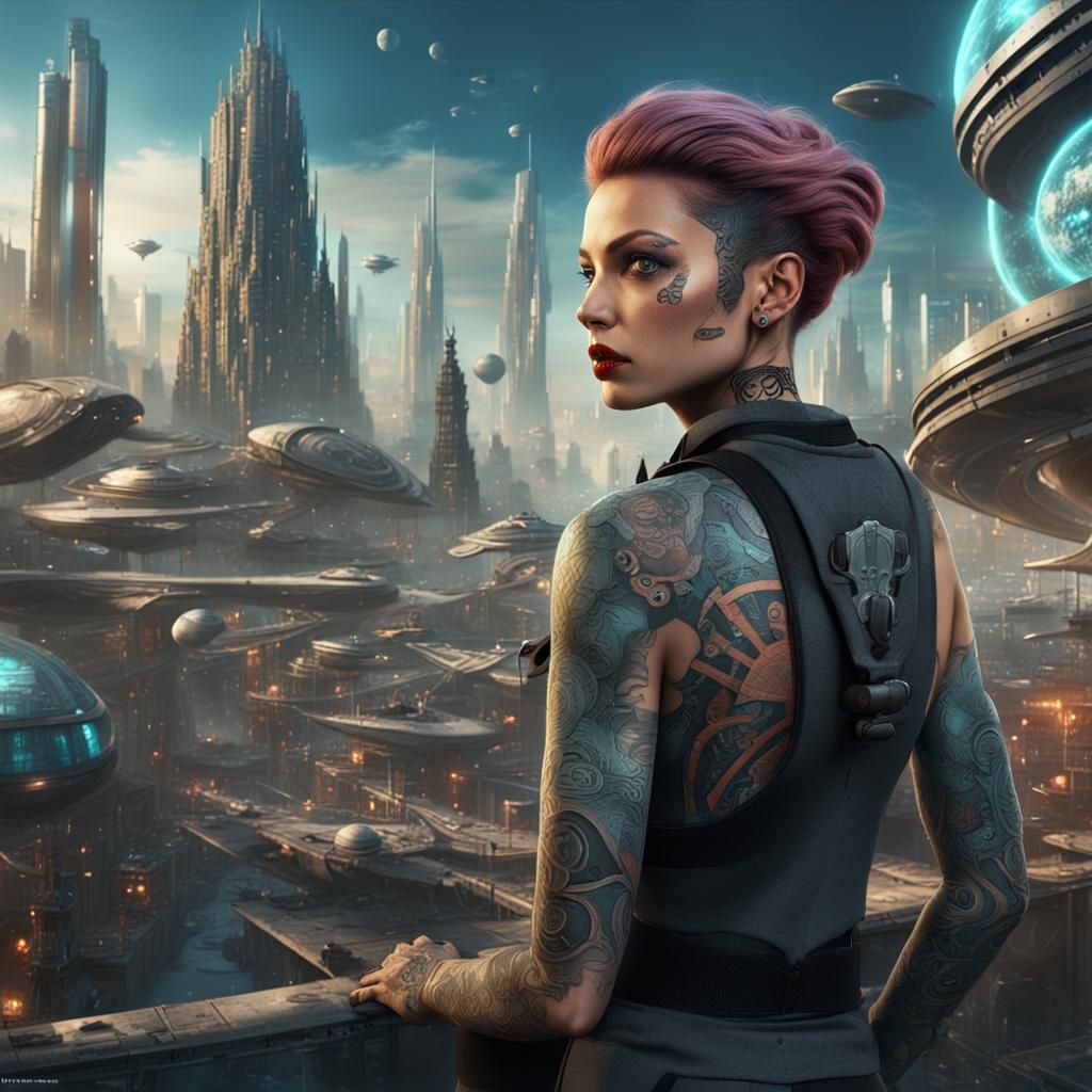 Futuristic Spy on Gritty Urban Planet: Detailed Matte Painti...