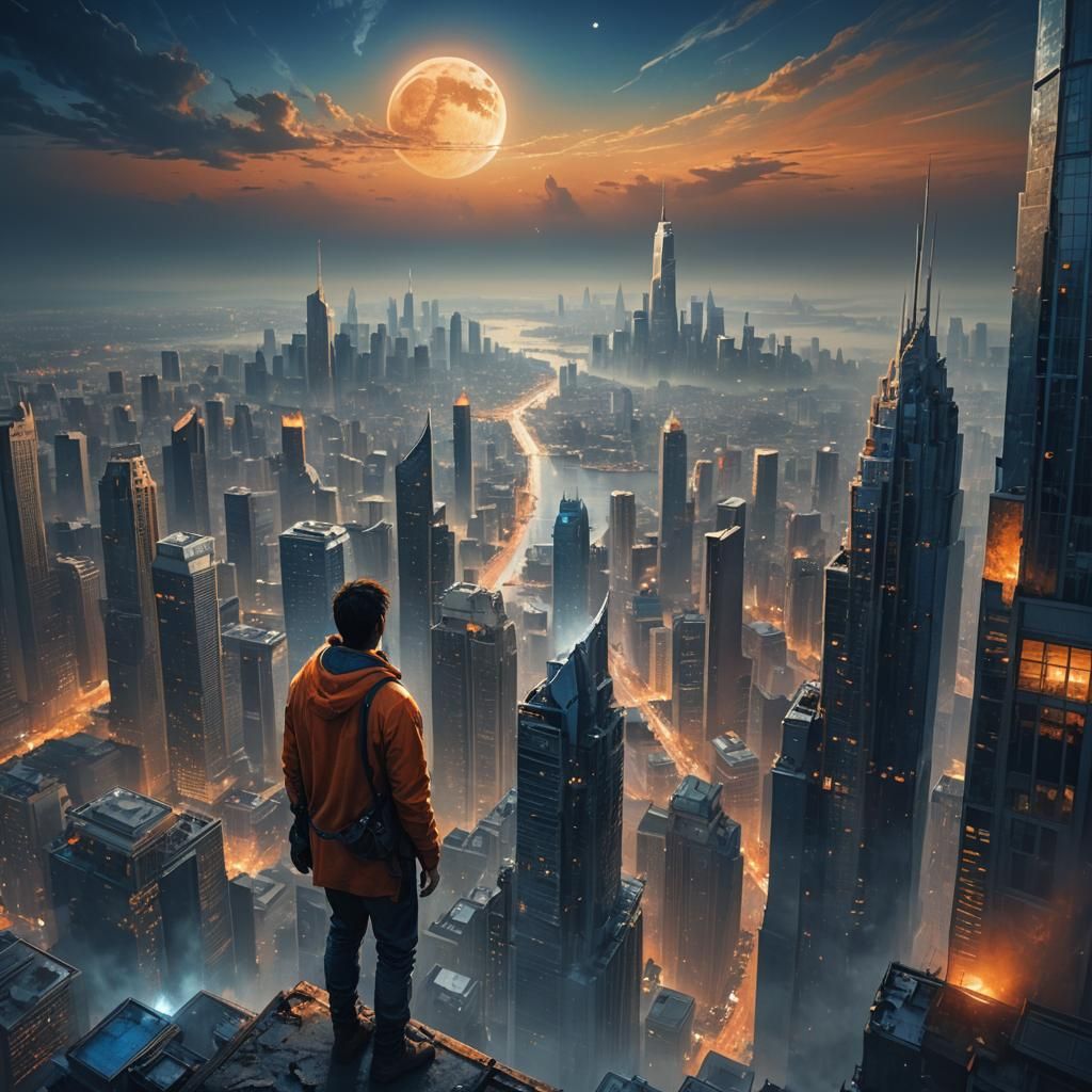 Fantasy Cityscape at Night: Digital Matte Painting