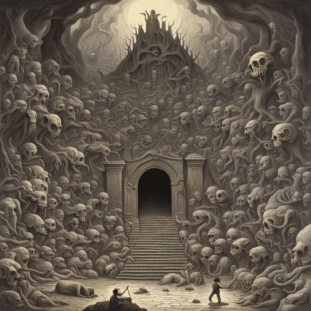 The Entrance to Hell: A Dark and Fiery Scene