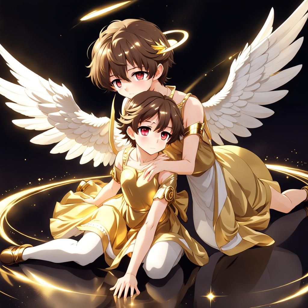 Anime Style Angels with Delicate Wings