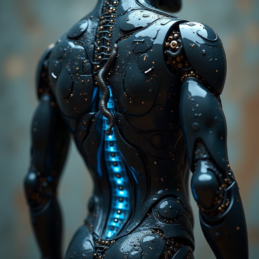 Cybernetic Horror: Dark, Metallic Tendril Invades Robotic Fo...
