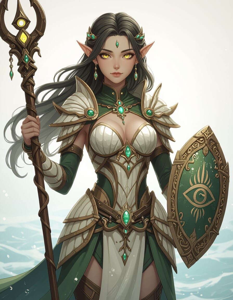 Sea Elf Druid in Anime Style