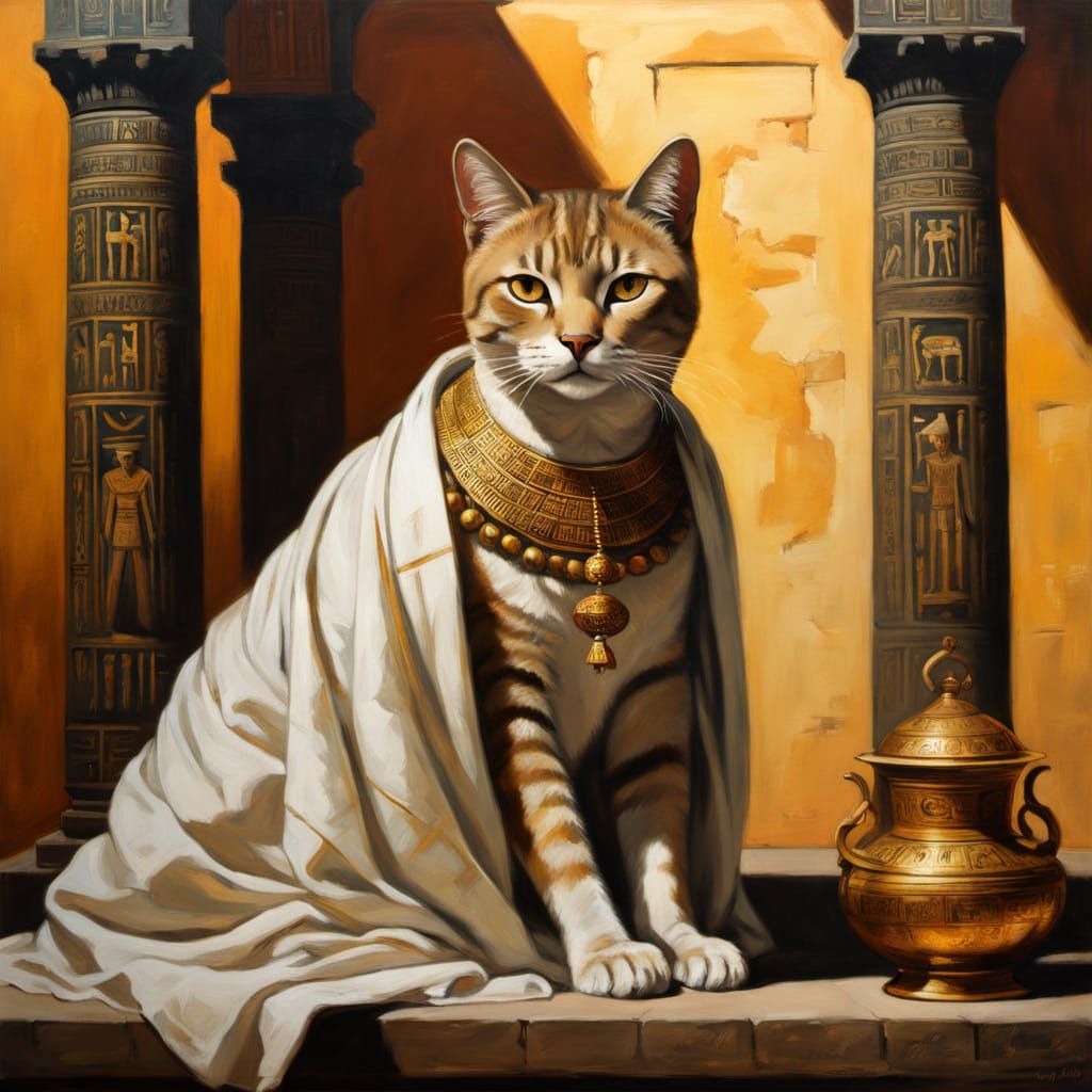 Academic Realism - Emile Corsi Style

a feline-headed priestess kneeling beside a burning incense brazier in an ancient ...