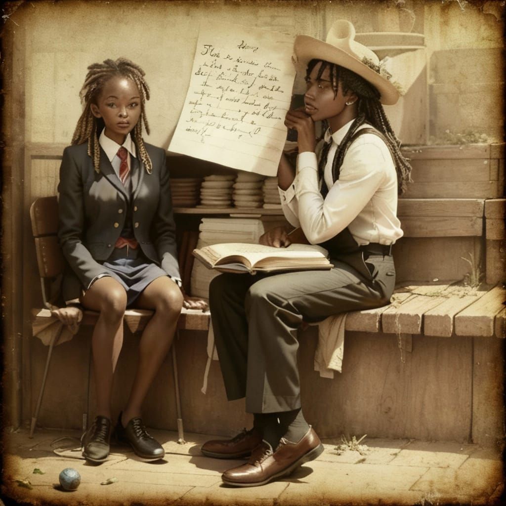Antique Photo: Child's Letter on Pale Background