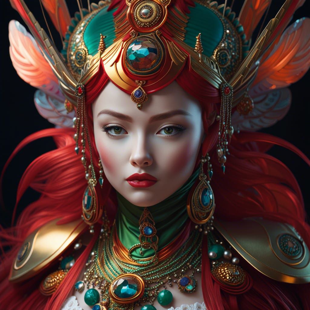 Adorable Green Alien with Red Symbol, Detailed 3D Render