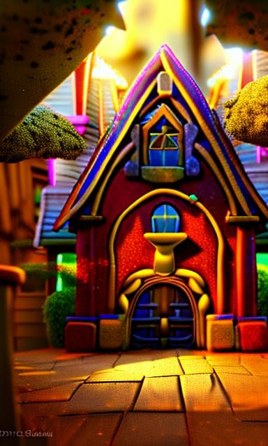 Golden Entrance to The Trap House: 3D Digital Art