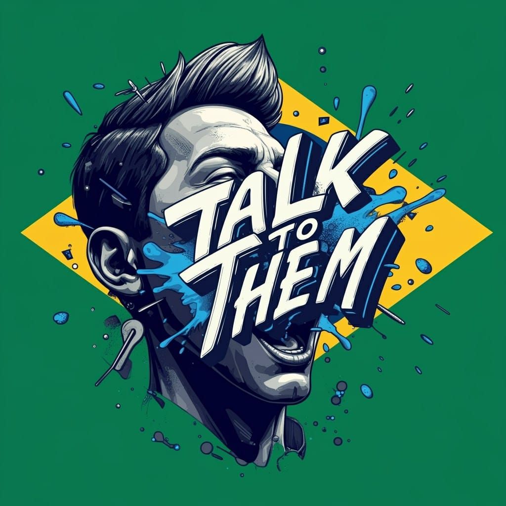 Explosive Typography on Brazil Flag in Bauhaus Style