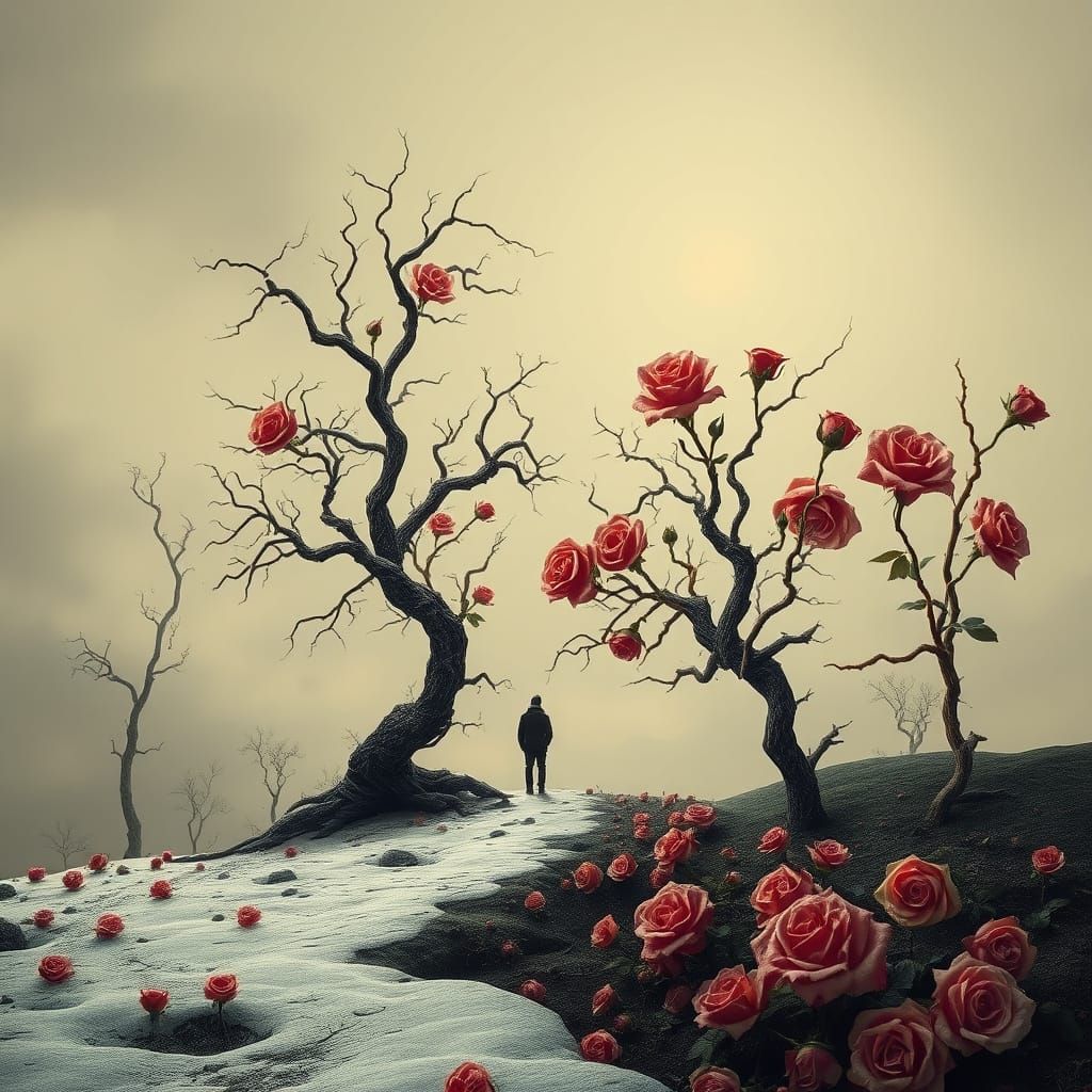 Dreamlike Landscape with Thorns and Roses