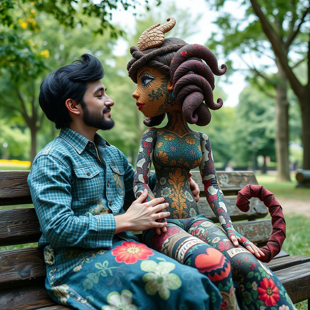 Cute Woman Plushie in Batik Patchwork Quilting