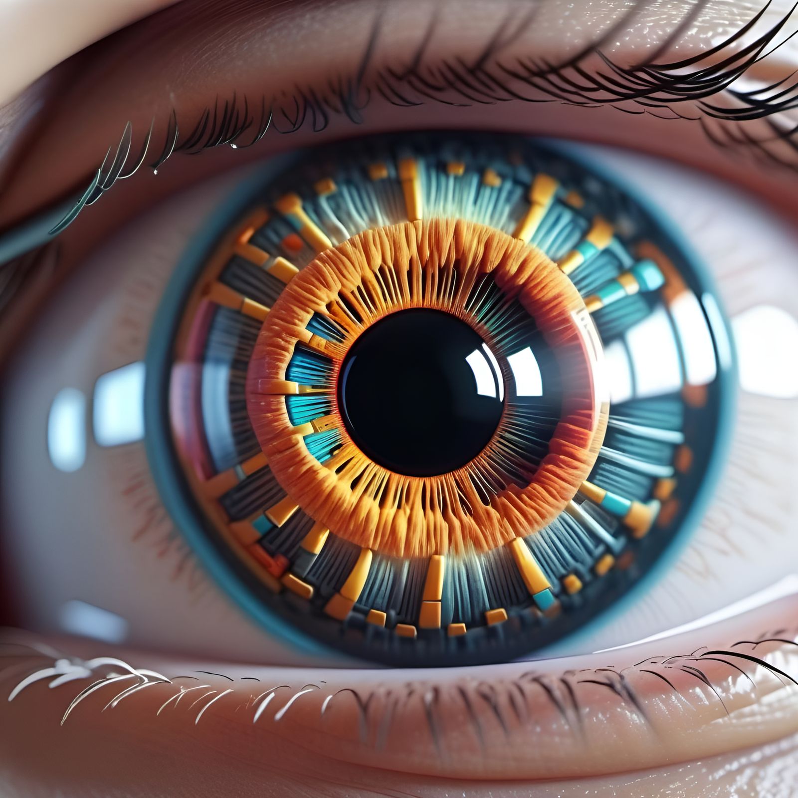 Futuristic Human-Robot Eye Blend in 8k Resolution