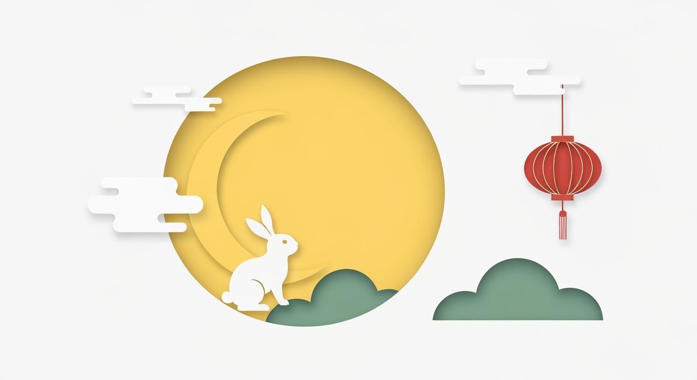 Modern Papercut Mid-Autumn Festival Greeting Card