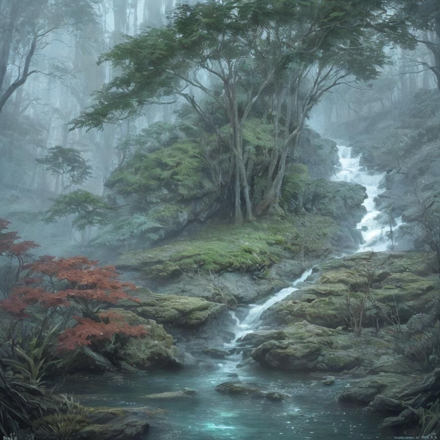 Emerald Dragon in Ethereal Forest Landscape