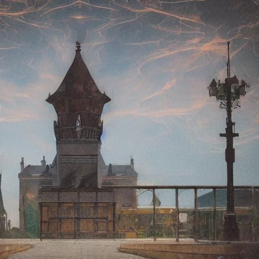 Surreal Train Station in Dreamlike Style