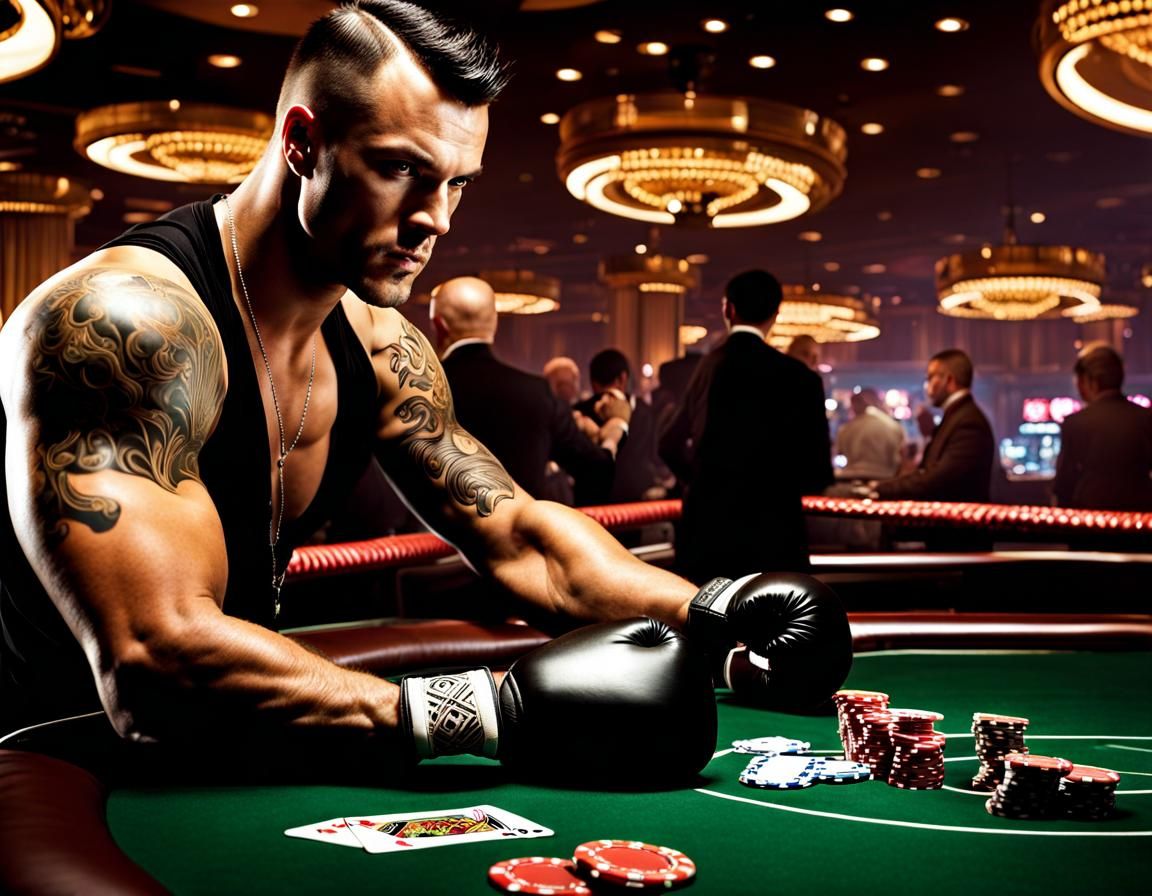 Boxer at Casino: Digital Art Style